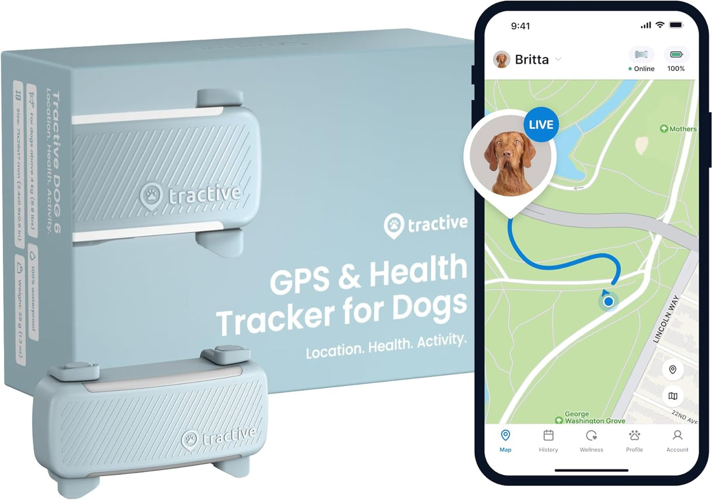 GPS Dog Tracker (2025 Release) | Real-Time Pet Location Tracker | Health & Wellness Alerts | Virtual Fence for Dogs | Bark Monitoring | Dog Collar Attachment (Black)