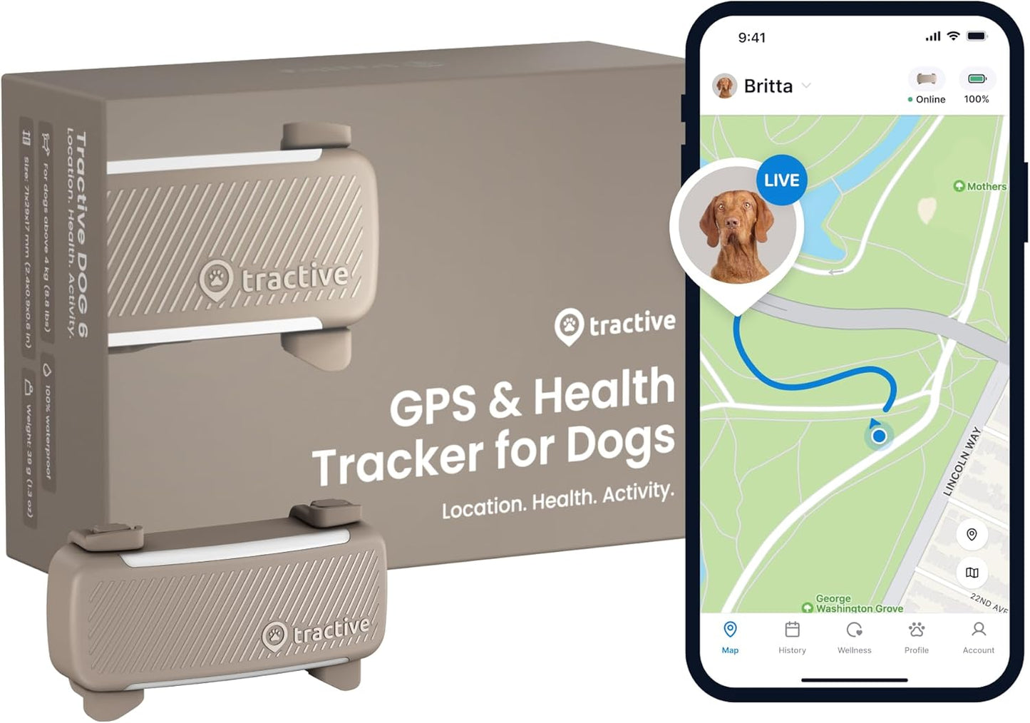 GPS Dog Tracker (2025 Release) | Real-Time Pet Location Tracker | Health & Wellness Alerts | Virtual Fence for Dogs | Bark Monitoring | Dog Collar Attachment (Black)