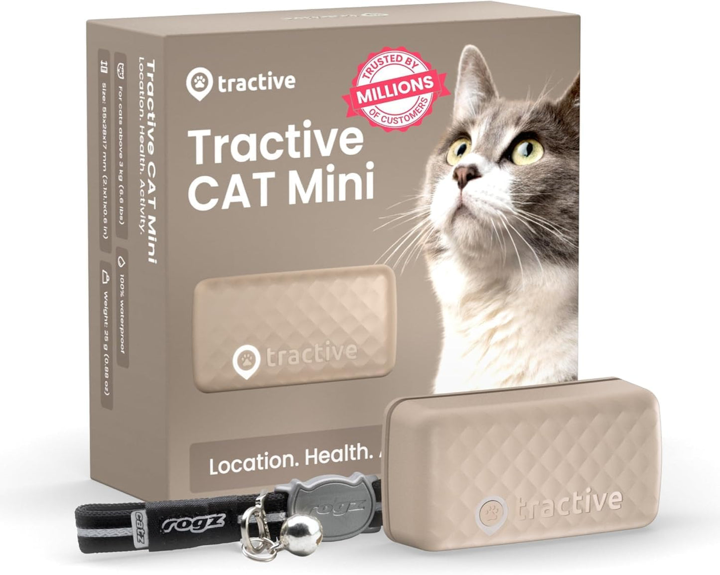 Advanced GPS Cat Tracker (6.5 lbs+), Real-Time Location Monitoring, Health & Wellness Notifications, Up to 7 Days Battery Life, Includes Breakaway Cat Collar (Dark Blue)