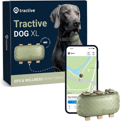 XL GPS Dog Tracker (50 Lbs+) | Real-Time Pet Location Tracker | Health & Wellness Alerts | Virtual Fence for Dogs | Dog Collar Attachment (Green)