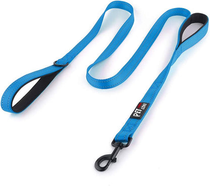 Dog Leash 6Ft Long,Traffic Padded Two Handle,Heavy Duty,Reflective Double Handles Lead for Control Safety Training,Leashes for Large Dogs or Medium Dogs,Dual Handles Leads(Light Blue)